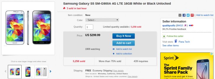 Fotografía - [Offre Alerte] Grab A Brand New Unlocked AT & T Samsung Galaxy S5 sur eBay pour 300 $